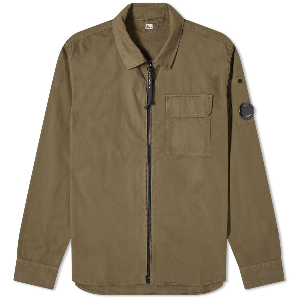 CP Company Men's Gabardine Zipped Shirt Ivy Green